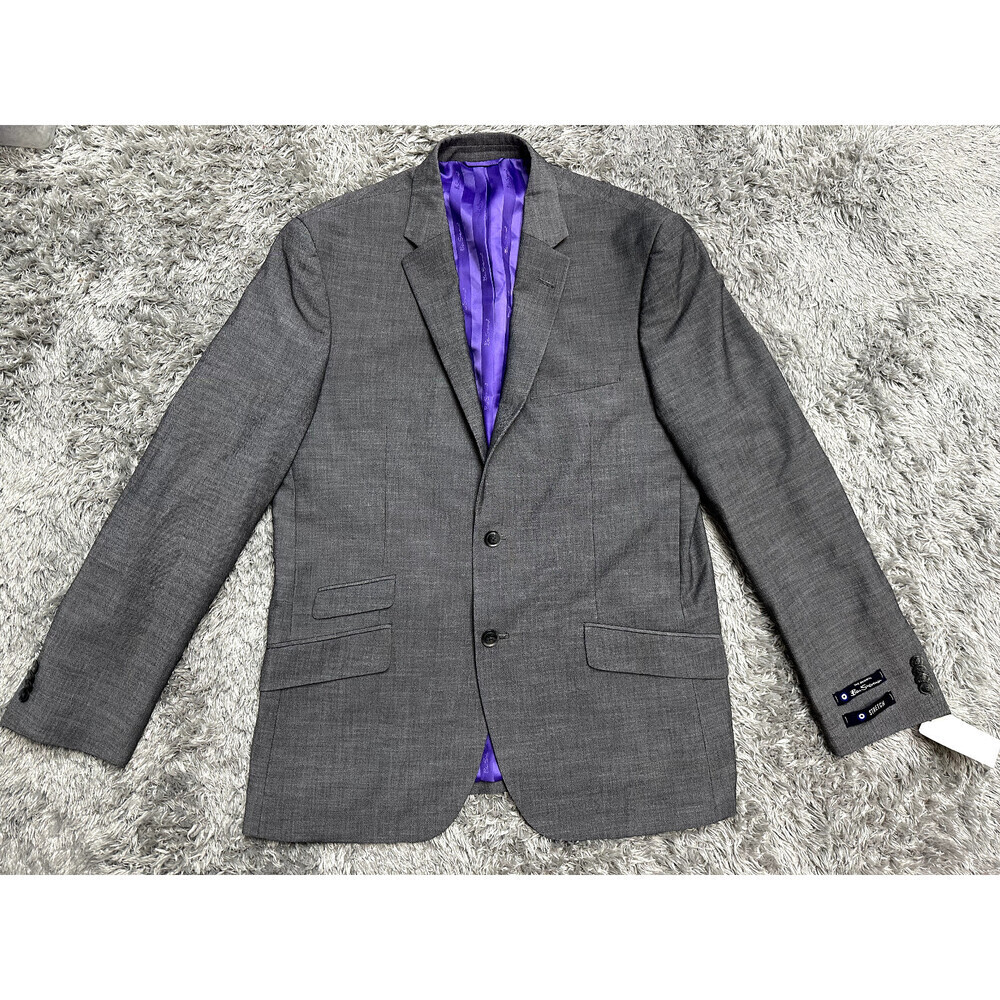 Ben Sherman Men's 2 Button Suit Blazer Regular 42 W35 Gray Purple (Jacket Only)